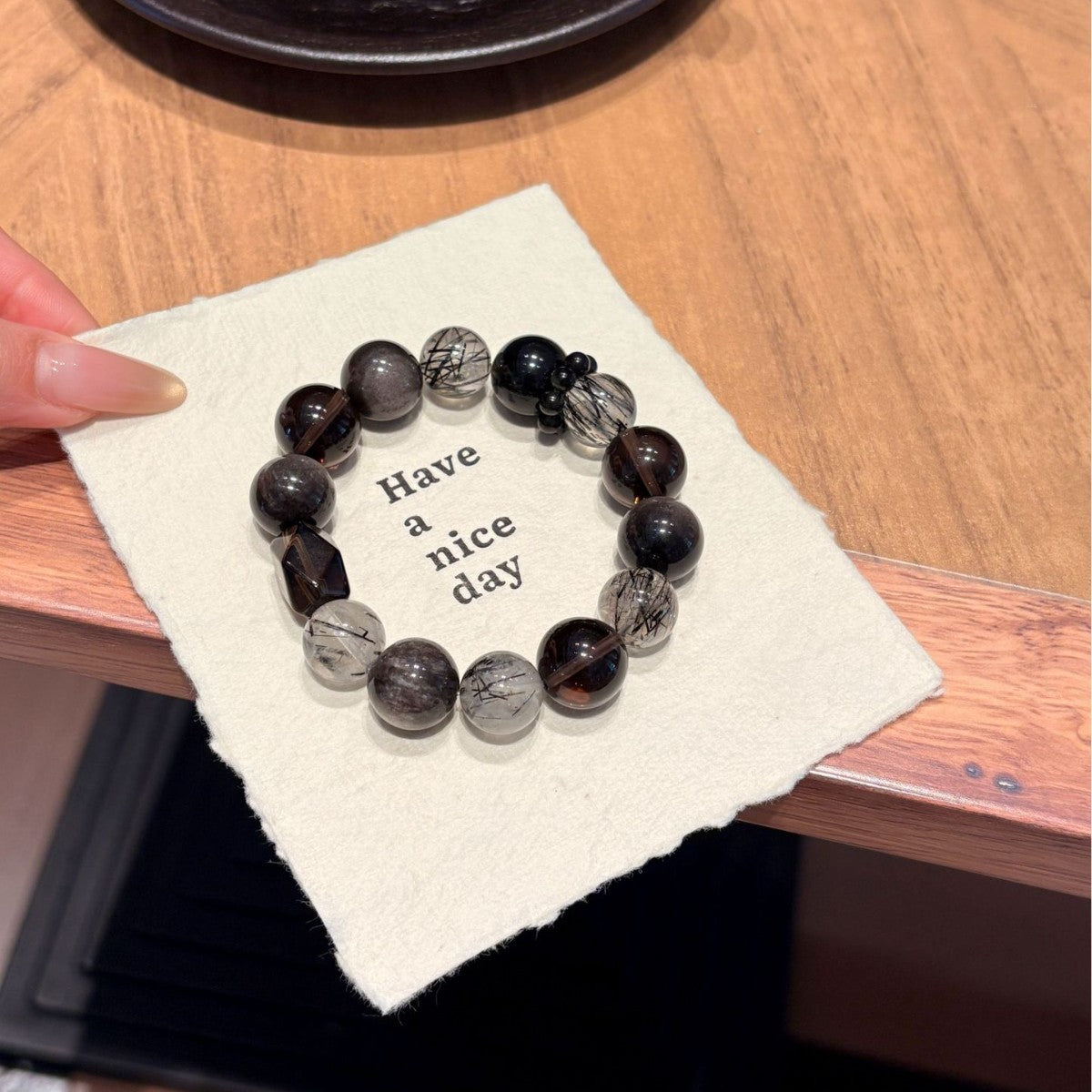 Negative Energy Cleansing Crystal Bracelet | 14mm Unisex Obsidian Beaded Healing Jewelry