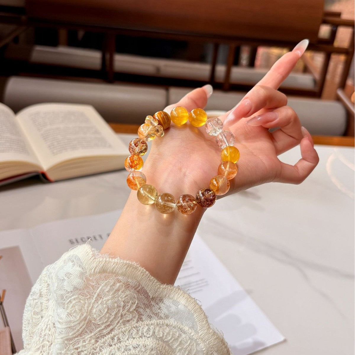 Manifestation & Wealth Crystal Bracelet | Yellow Quartz, Fluorite & Clear Quartz