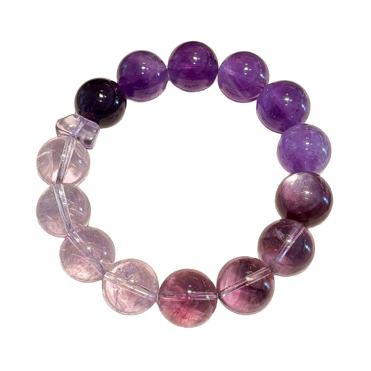 Violet Calm Spiritual Bracelet | Amethyst & Purple Lepidolite Anxiety Relief Healing Crystal Jewelry