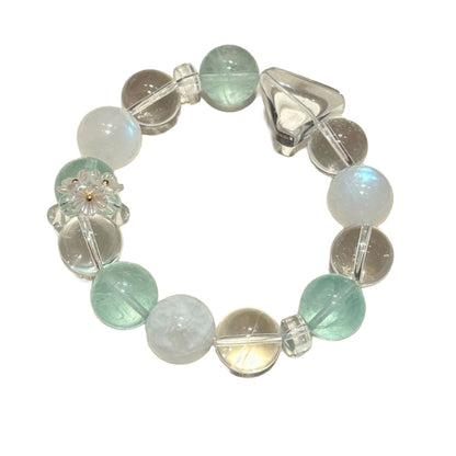 Aqua Moon Serenity Crystal Bracelet | Blue Moonstone & Green Fluorite Emotional Calm Healing Jewelry