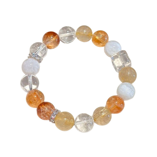 Sunlit Abundance Crystal Bracelet | Golden Rutilated Quartz & Citrine Wealth Manifestation Healing Jewelry