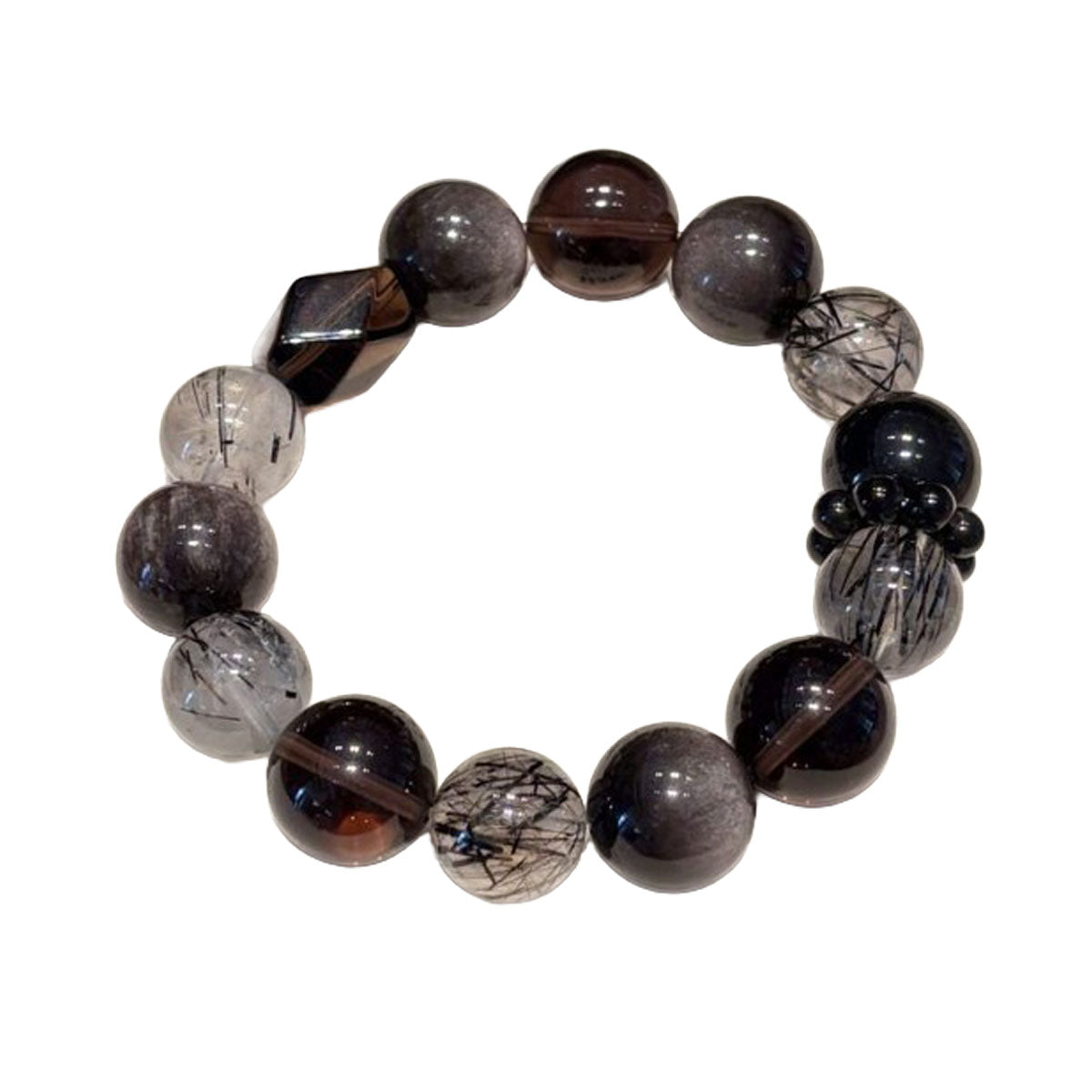 Negative Energy Cleansing Crystal Bracelet | 14mm Unisex Obsidian Beaded Healing Jewelry