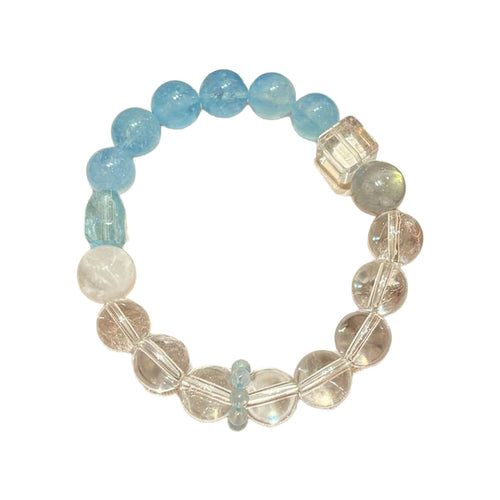 Ocean Calm Crystal Bracelet | Natural Aquamarine & Moonstone Healing Bracelet for Anxiety Relief