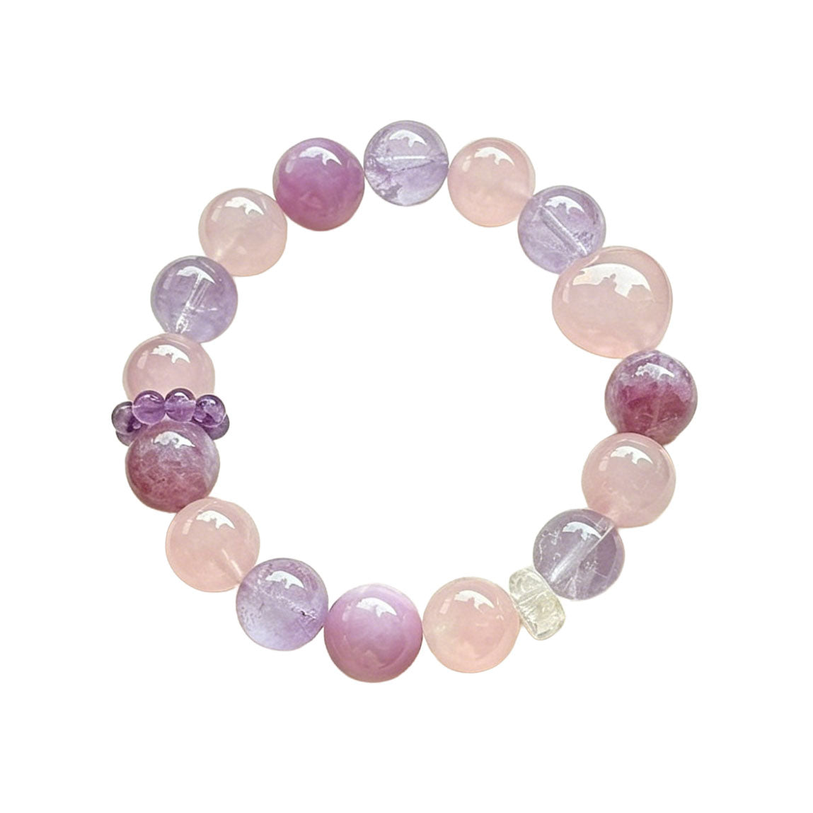 Serene Love Crystal Bracelet | Natural Amethyst Rose Quartz Kunzite Healing Bracelet for Self-Love & Calm