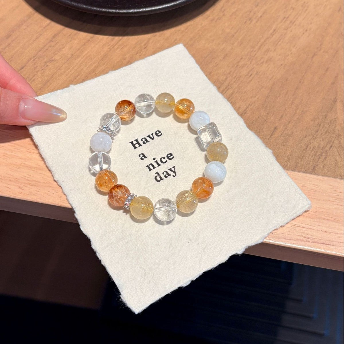 Sunlit Abundance Crystal Bracelet | Golden Rutilated Quartz & Citrine Wealth Manifestation Healing Jewelry