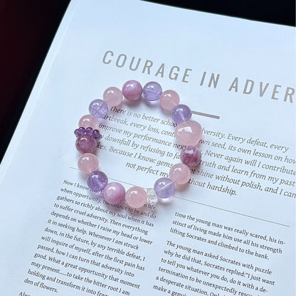 Serene Love Crystal Bracelet | Natural Amethyst Rose Quartz Kunzite Healing Bracelet for Self-Love & Calm