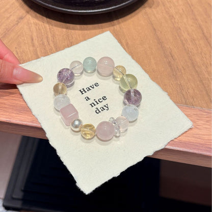 Pastel Bliss Multi-Stone Crystal Bracelet | Rose Quartz Citrine Amethyst Emotional Healing Jewelry