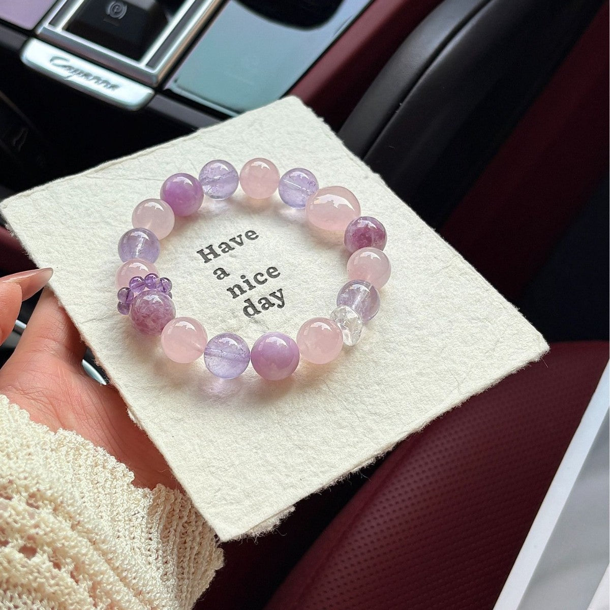 Serene Love Crystal Bracelet | Natural Amethyst Rose Quartz Kunzite Healing Bracelet for Self-Love & Calm