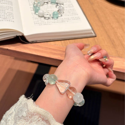 Aqua Moon Serenity Crystal Bracelet | Blue Moonstone & Green Fluorite Emotional Calm Healing Jewelry