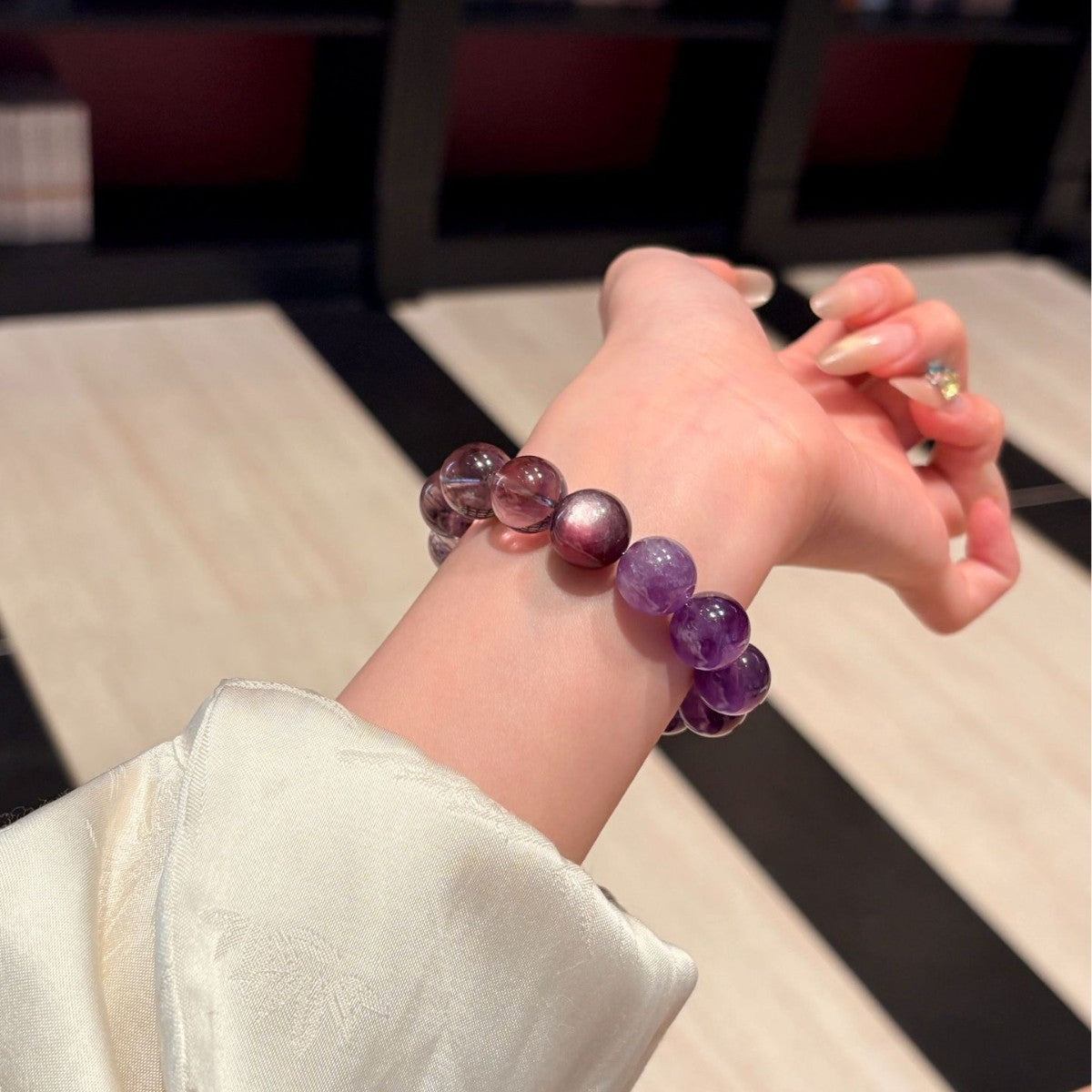 Violet Calm Spiritual Bracelet | Amethyst & Purple Lepidolite Anxiety Relief Healing Crystal Jewelry