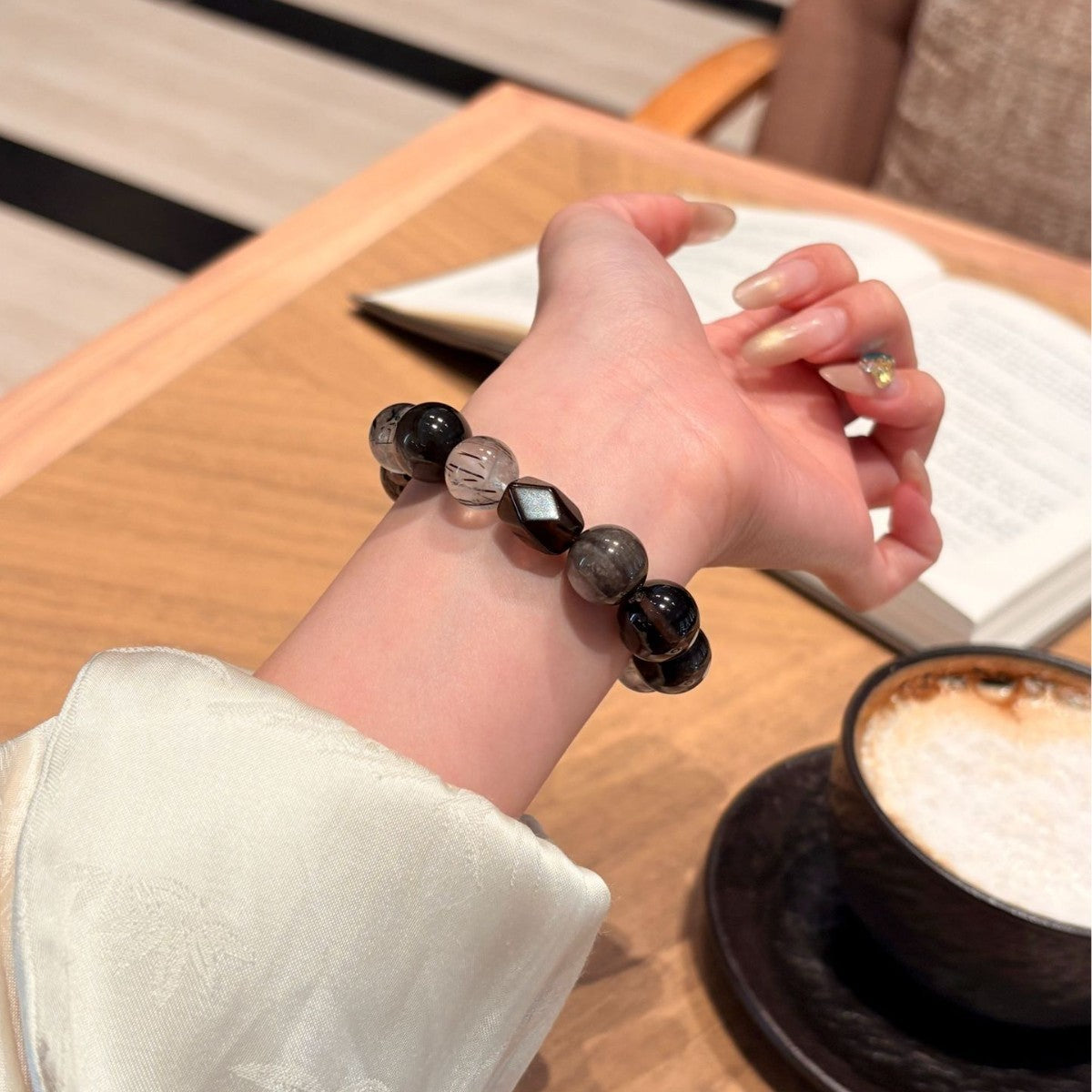 Negative Energy Cleansing Crystal Bracelet | 14mm Unisex Obsidian Beaded Healing Jewelry