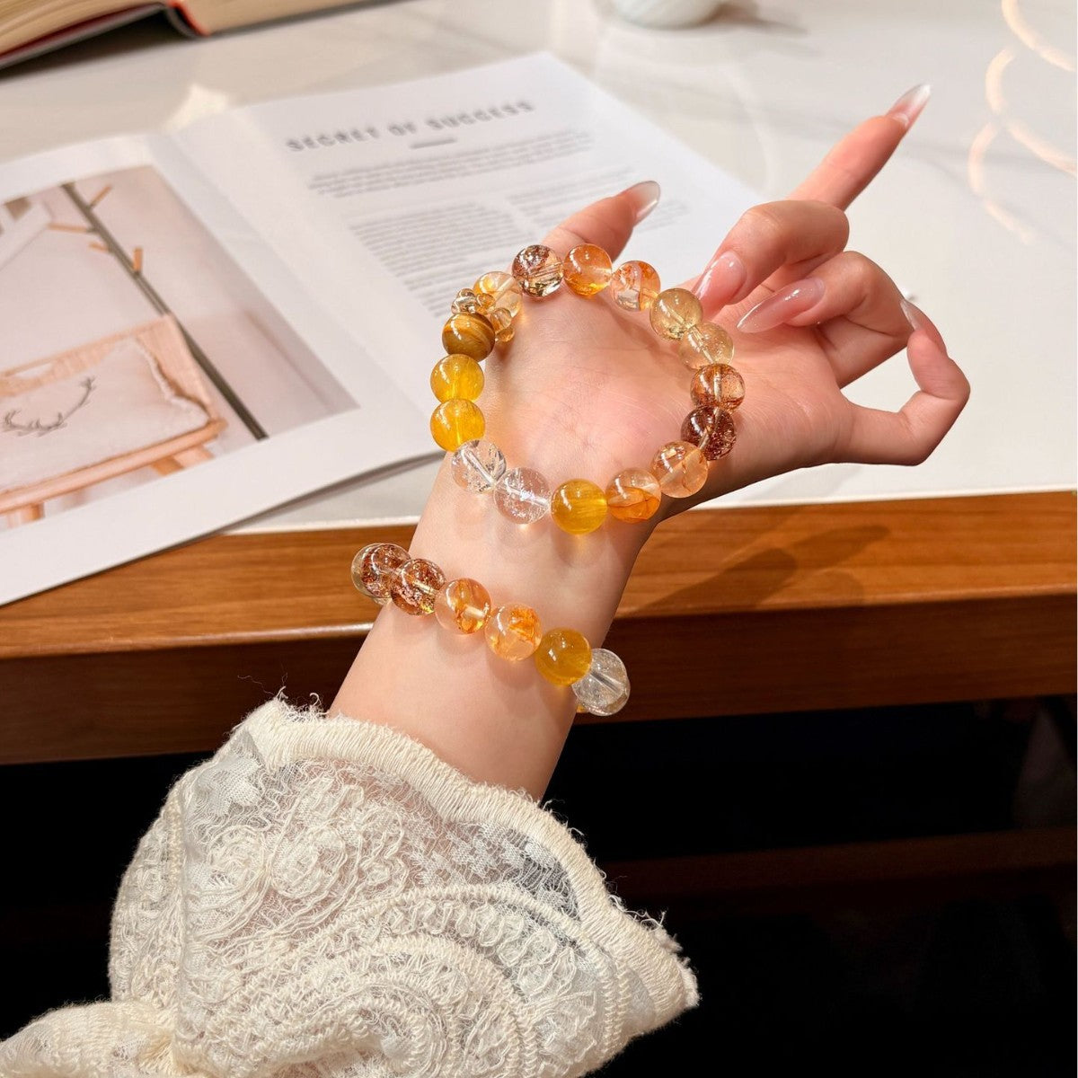Manifestation & Wealth Crystal Bracelet | Yellow Quartz, Fluorite & Clear Quartz
