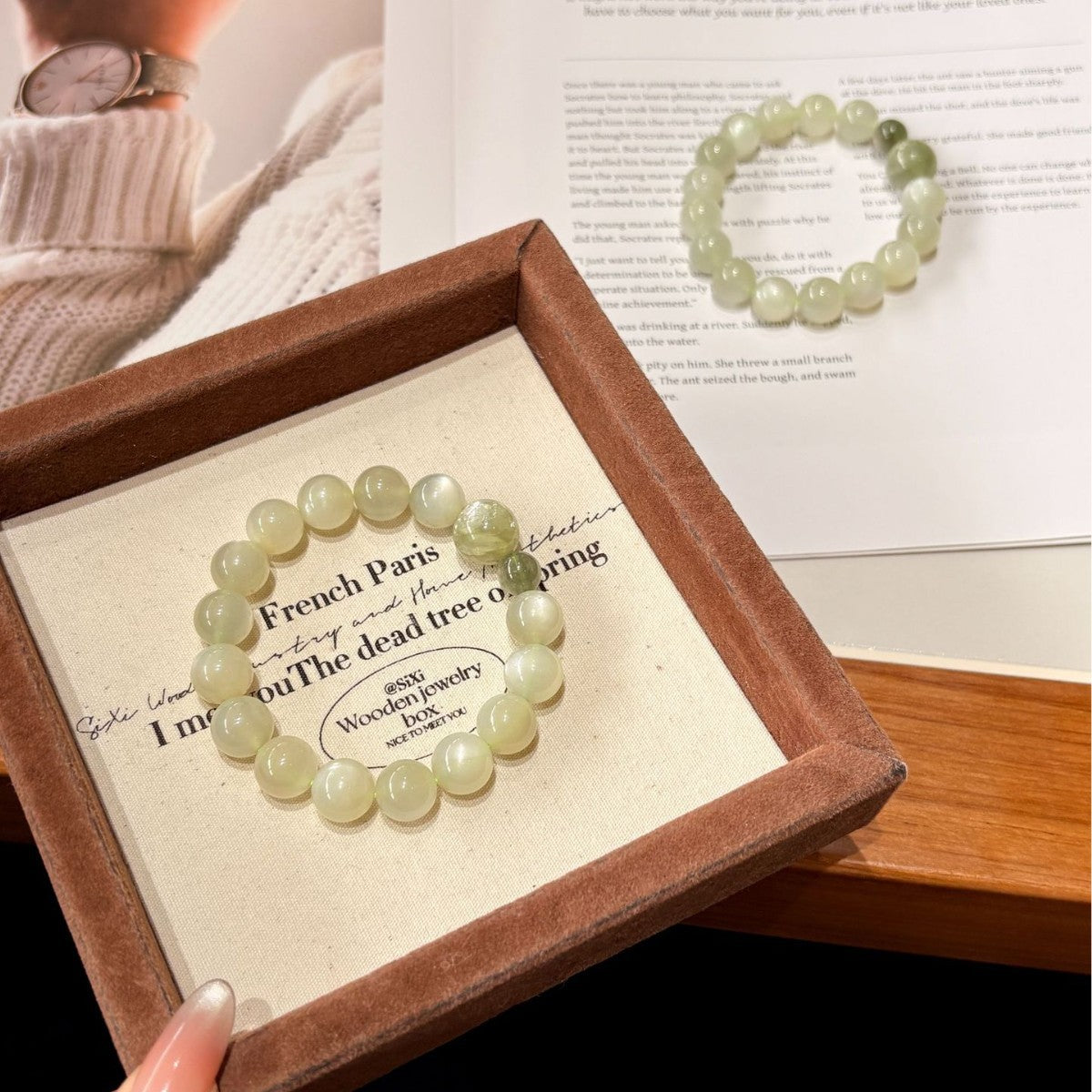 Green Serenity Crystal Bracelet | Green Moonstone & Lepidolite Calming Bracelet for Anxiety Relief