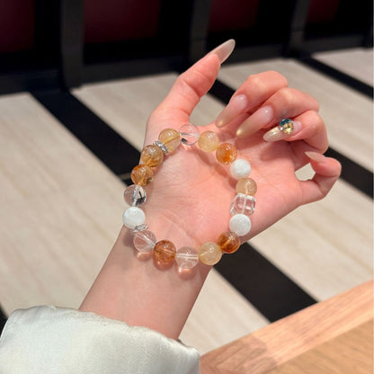 Sunlit Abundance Crystal Bracelet | Golden Rutilated Quartz & Citrine Wealth Manifestation Healing Jewelry