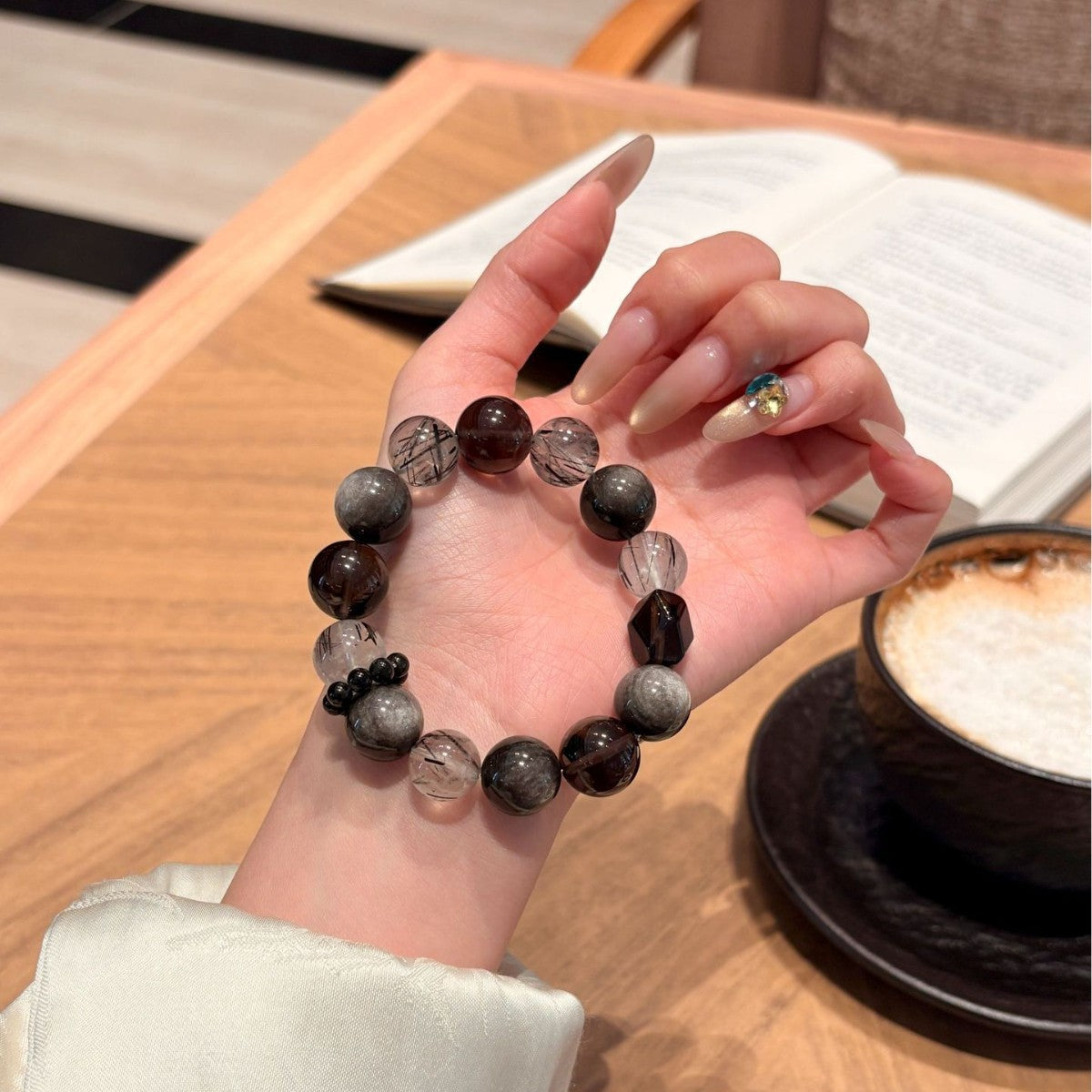 Negative Energy Cleansing Crystal Bracelet | 14mm Unisex Obsidian Beaded Healing Jewelry